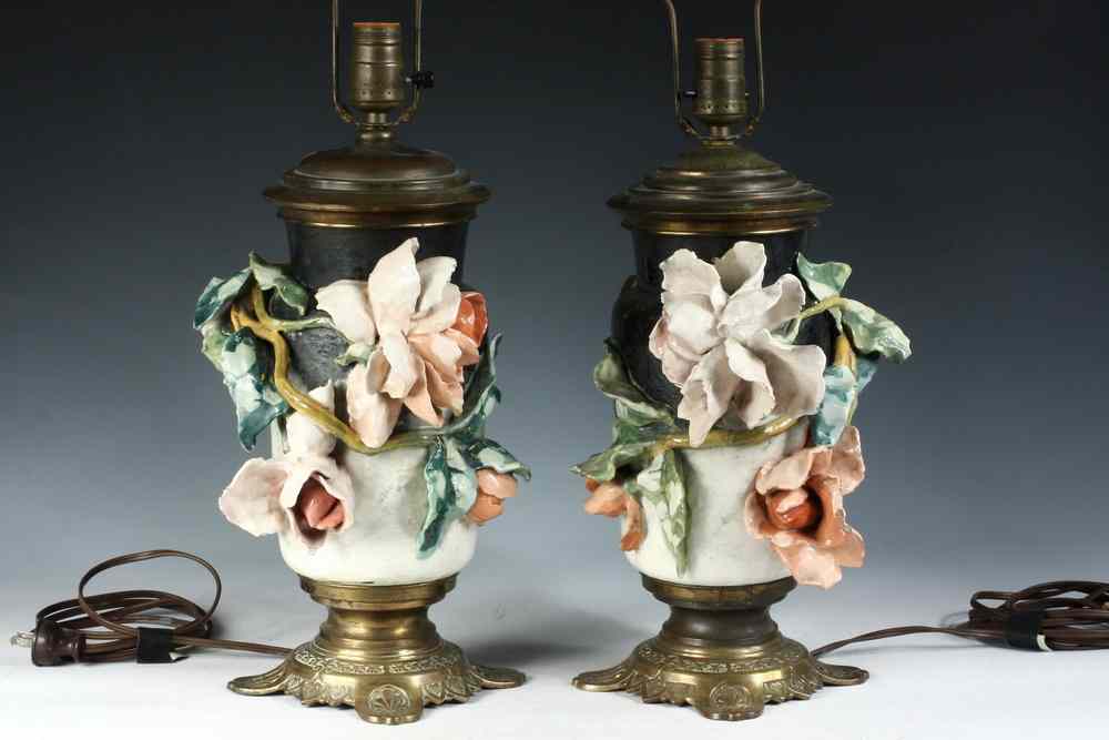 Appraisal: PAIR ITALIAN FAIENCE TABLE LAMPS - Pair Late th c