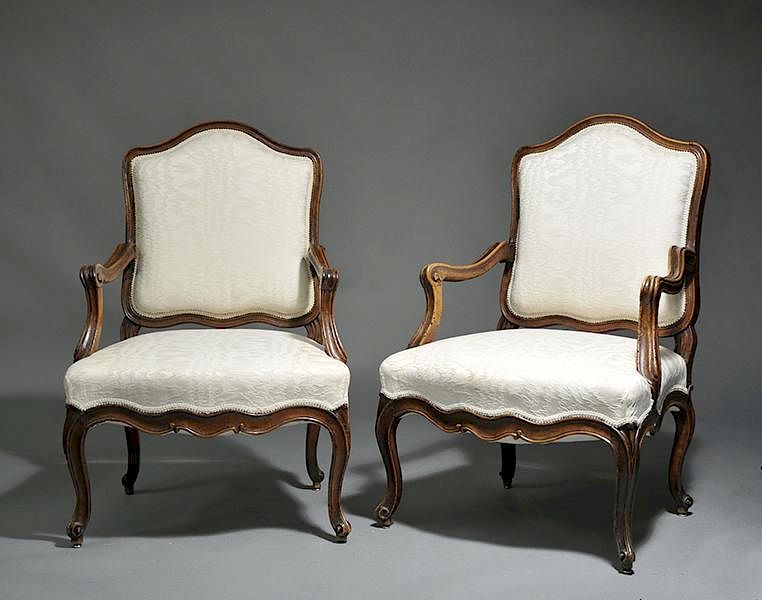 Appraisal: Pair of th C French Armchairs Pair of th C