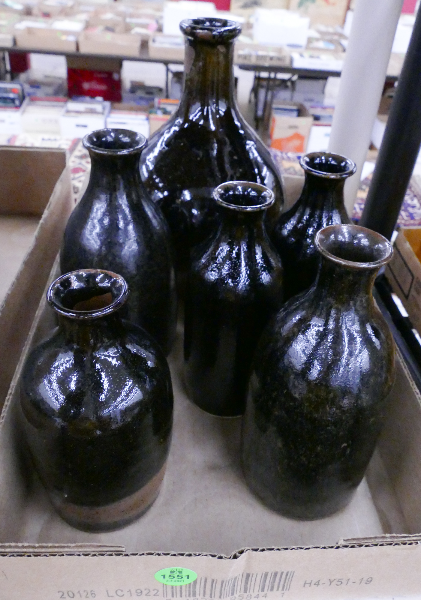 Appraisal: Box Japanese Brown mashiko Sake Bottles