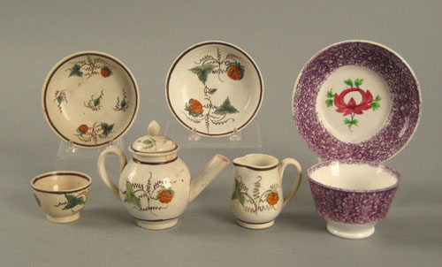 Appraisal: Child's creamware tea service ca comprising a teapot creamer bowl