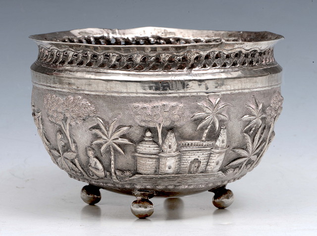 Appraisal: A BURMESE SILVER BOWL with an embossed decoration of figures