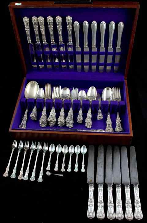 Appraisal: TIFFANY CO 'ENGLISH KING' PATTERN SILVER PART FLATWARE SERVICE including