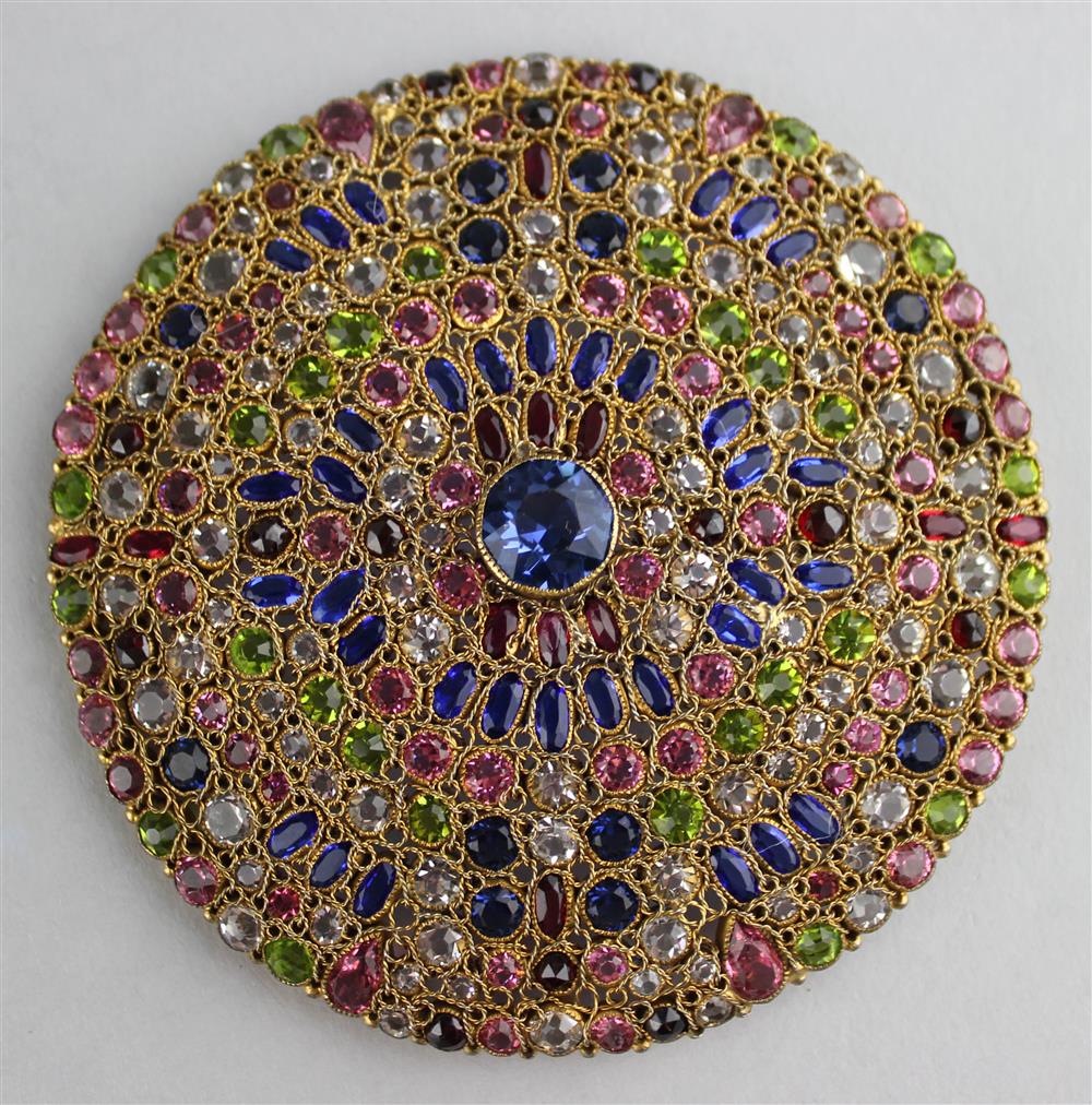 Appraisal: JEWELRY BOX TOP CONVERTED INTO PIN WITH BLUE CITRINE PINK