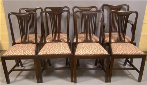 Appraisal: SET EIGHT GEORGE II STYLE HARDWOOD DINING CHAIRS possibly Anglo-Colonial