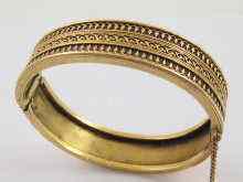 Appraisal: A yellow metal tests ct gold Victorian bangle approx x