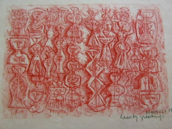 Appraisal: MASSIMO CAMPIGLI Two color lithographs Folla di Donne x mm