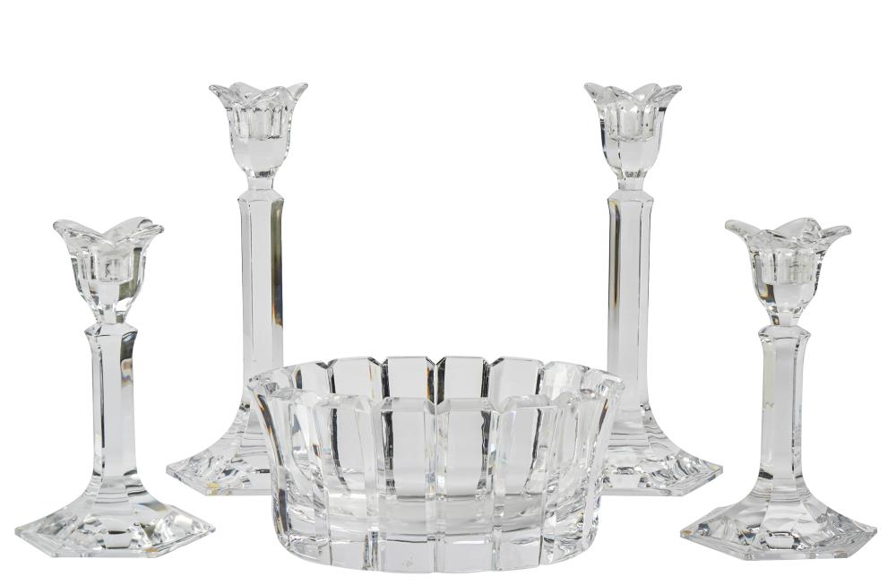 Appraisal: GROUP OF ORREFORS CRYSTALsigned comprising two pairs of candlesticks and