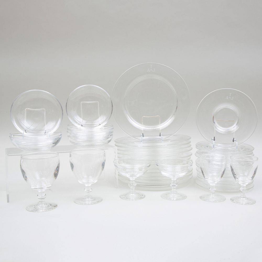 Appraisal: Steuben Glass Part Service Signed in etch monogrammed 'T over