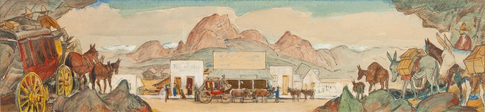 Appraisal: Oscar Berninghaus American - Mural Sketch for Phoenix Post Office