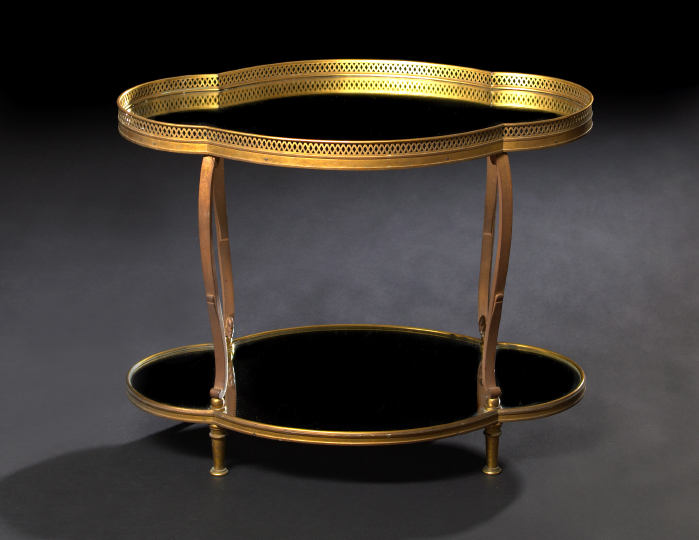 Appraisal: French Gilt-Metal and Mirrored Glass Cocktail Table early th century