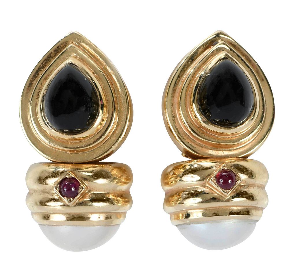 Appraisal: Orlanda Olsen kt Gemstone Earclips each with one pear shaped