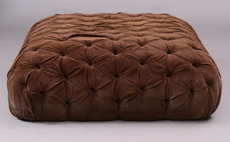 Appraisal: Brown Velvet Tufted Upholstered Ottoman x x in Provenance Sold