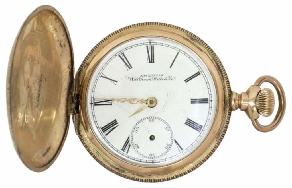 Appraisal: Gold-filled hunter cased pocket watch American Waltham Watch Company Massachusetts