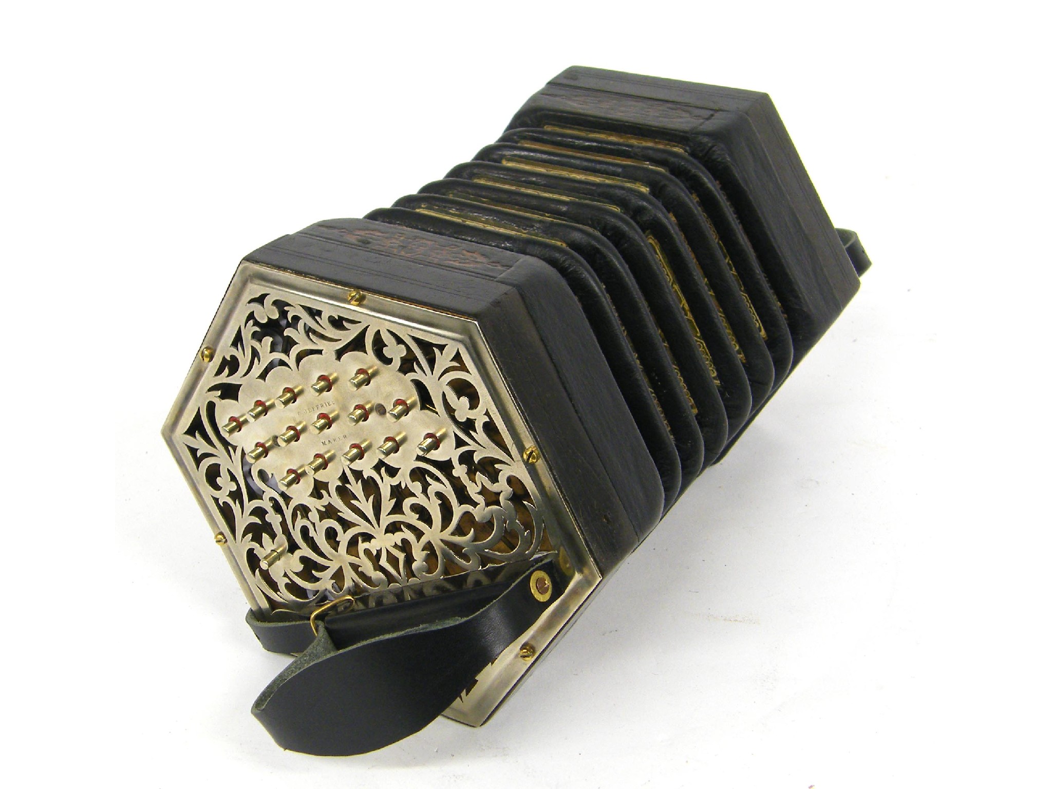 Appraisal: C Jeffries thirty-two button three row Anglo concertina stamped C