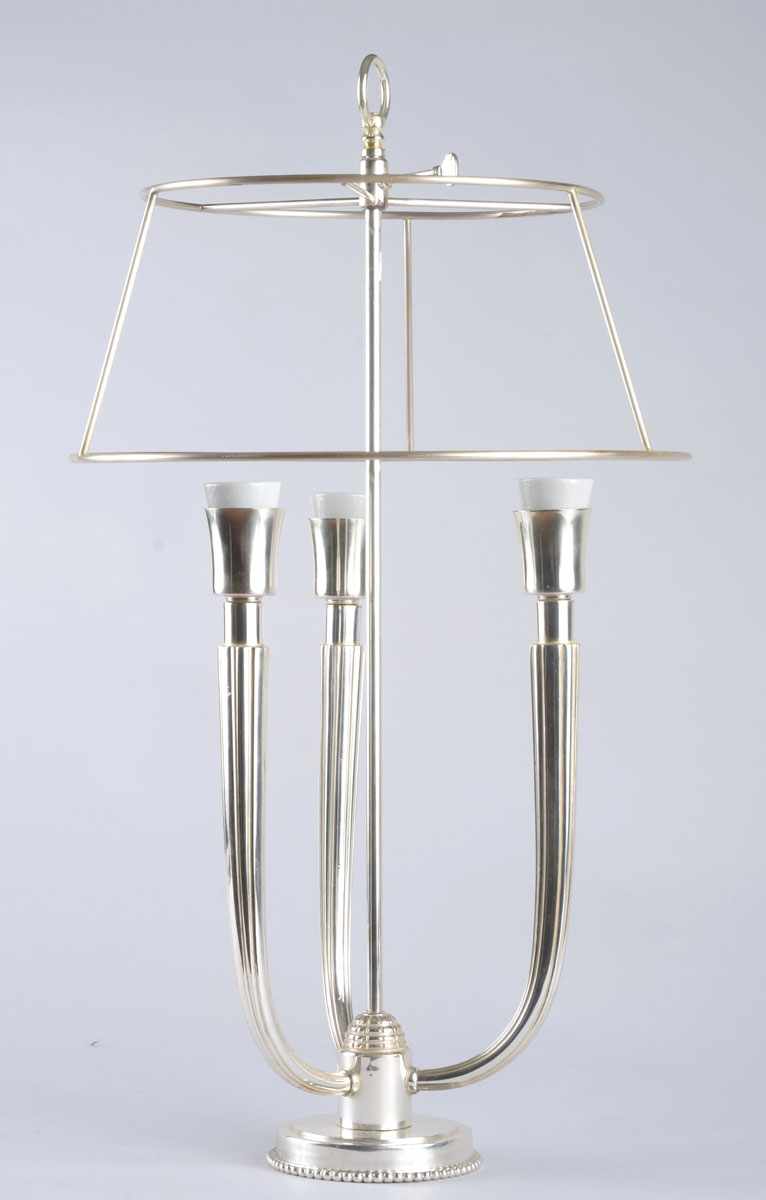 Appraisal: ART DECO STYLE SILVERPLATE BOUILLOTTE LAMP IN THE MANNER OF