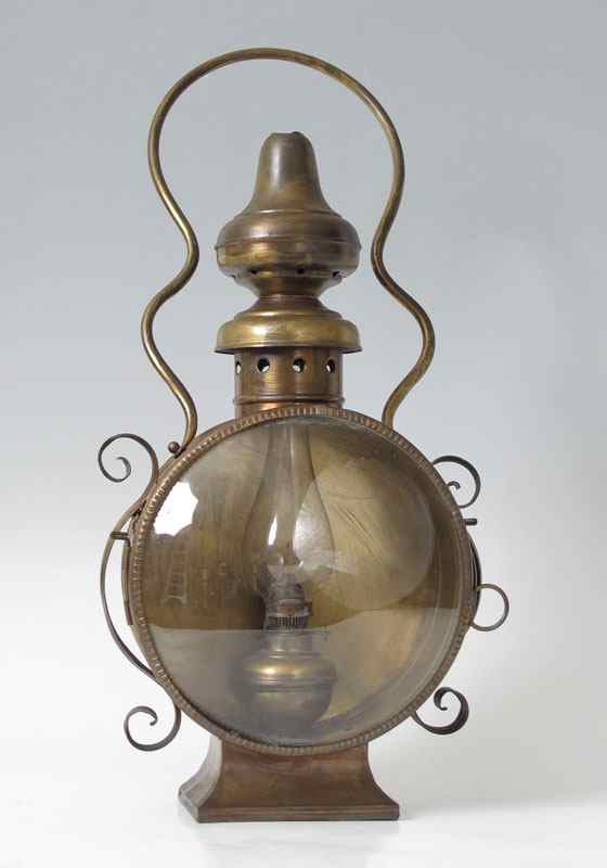 Appraisal: A UNIQUE BRASS SHIP'S OIL LANTERN A most unusual form