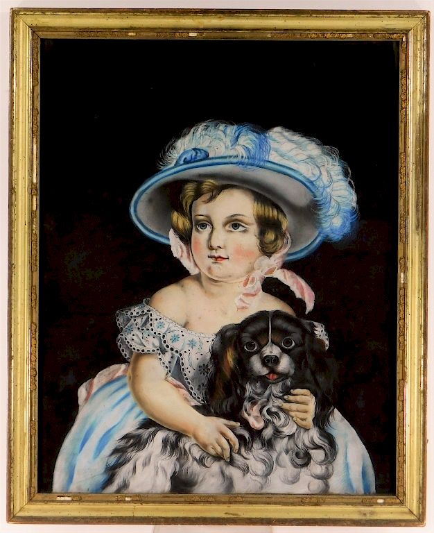 Appraisal: C American Victorian Young Girl Dog Portrait United States th