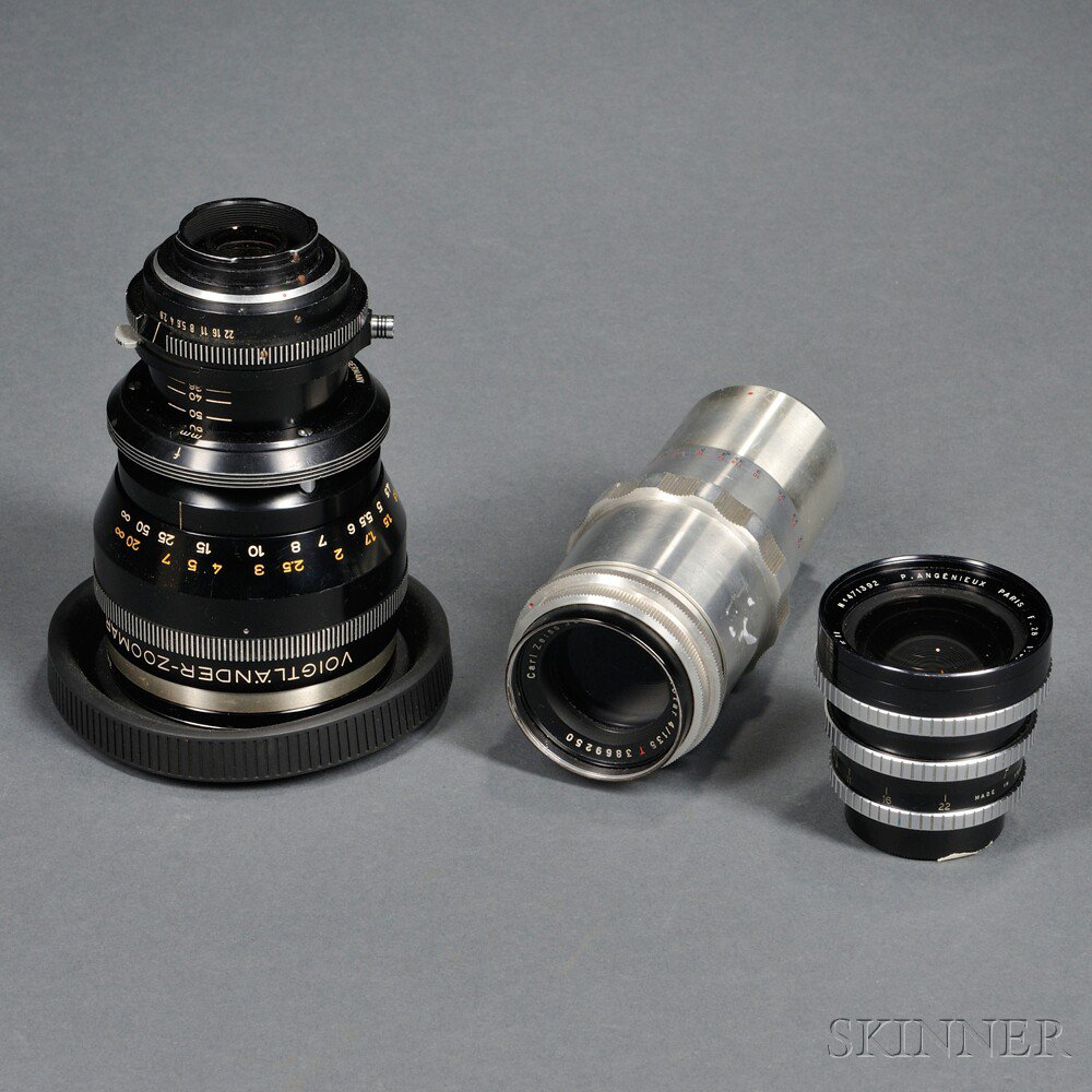 Appraisal: Three Exakta Mount Lenses various makers a P Angenieux mm