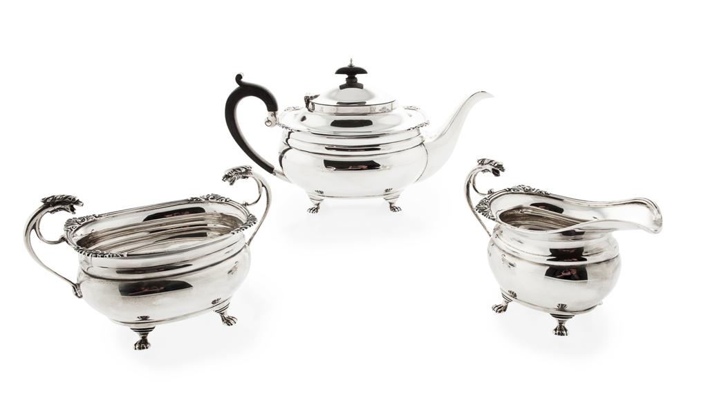 Appraisal: A three piece silver tea service E D Co Birmingham