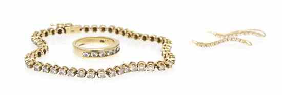 Appraisal: A Group of Karat Yellow Gold and Diamond Jewelry consisting