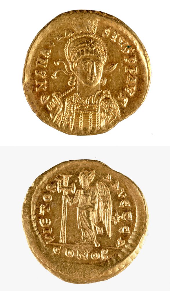 Appraisal: Late Roman Byzantine Gold Solidus of Anastatius Near East Holy