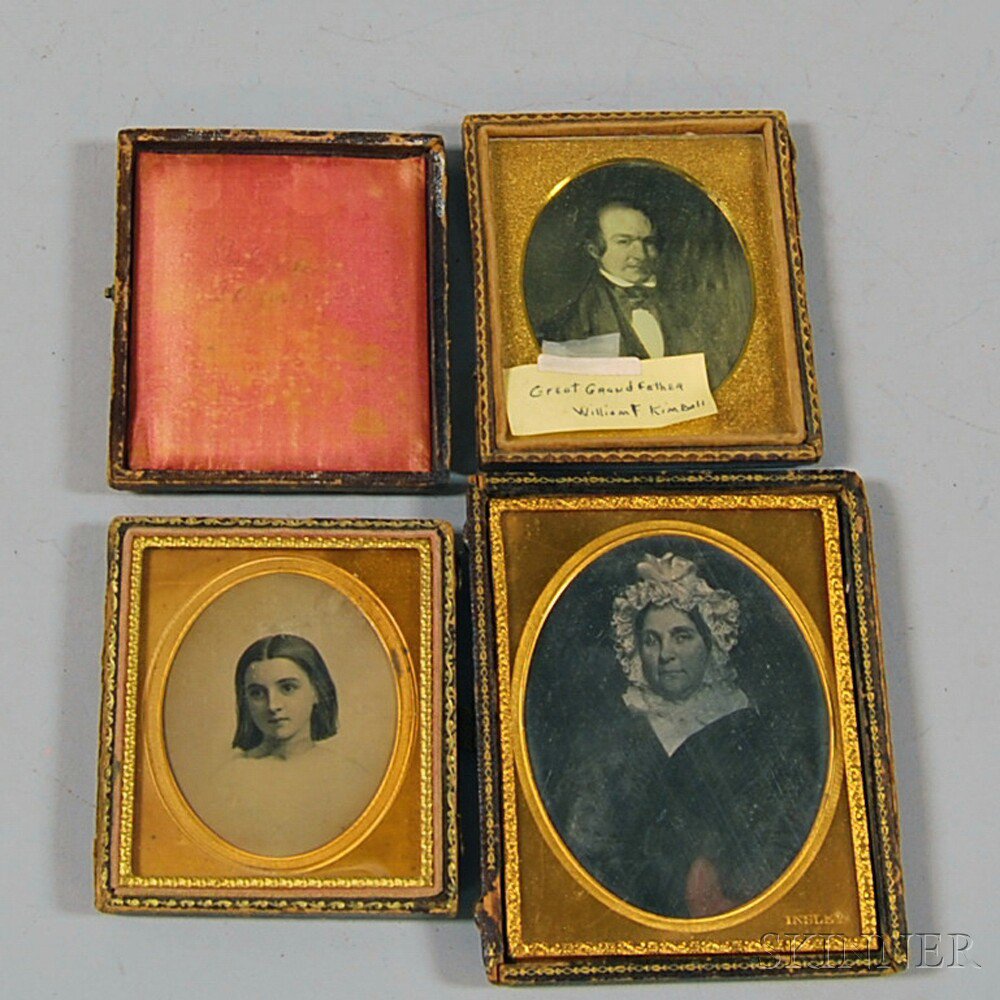 Appraisal: Three Daguerreotype Images of Painted Portraits two sixth-plates one of