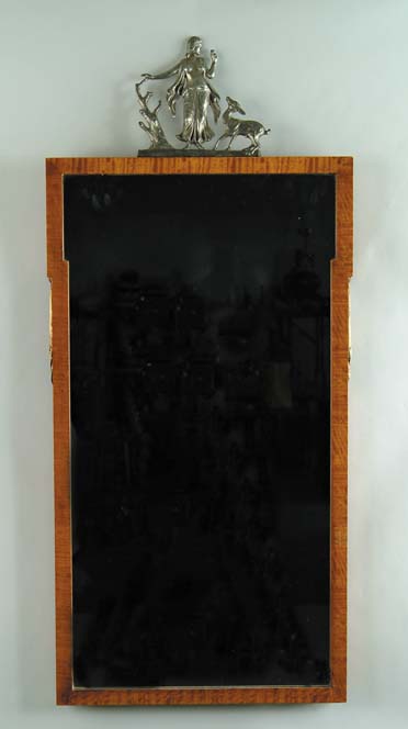 Appraisal: BIEDERMEIER STYLE MAHOGANY MIRROR Veneered edge wood frame on rectangular