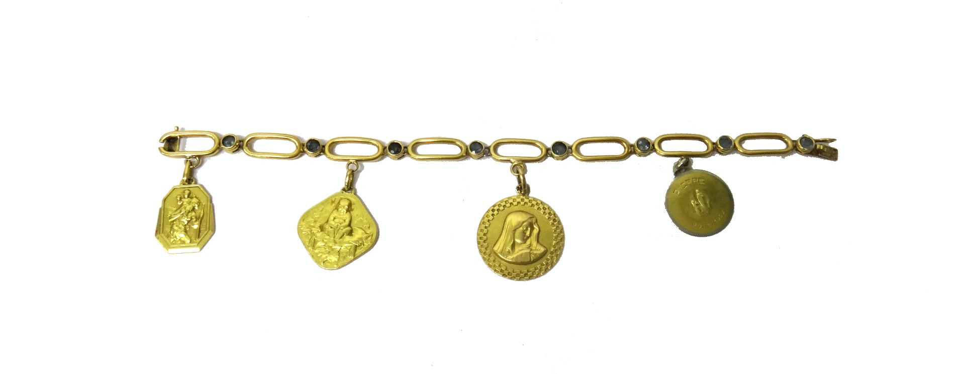 Appraisal: A French gold and aquamarine set bracelet designed as a