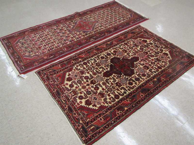 Appraisal: TWO HAND KNOTTED PERSIAN AREA RUGS both Hamadan tribals northwestern