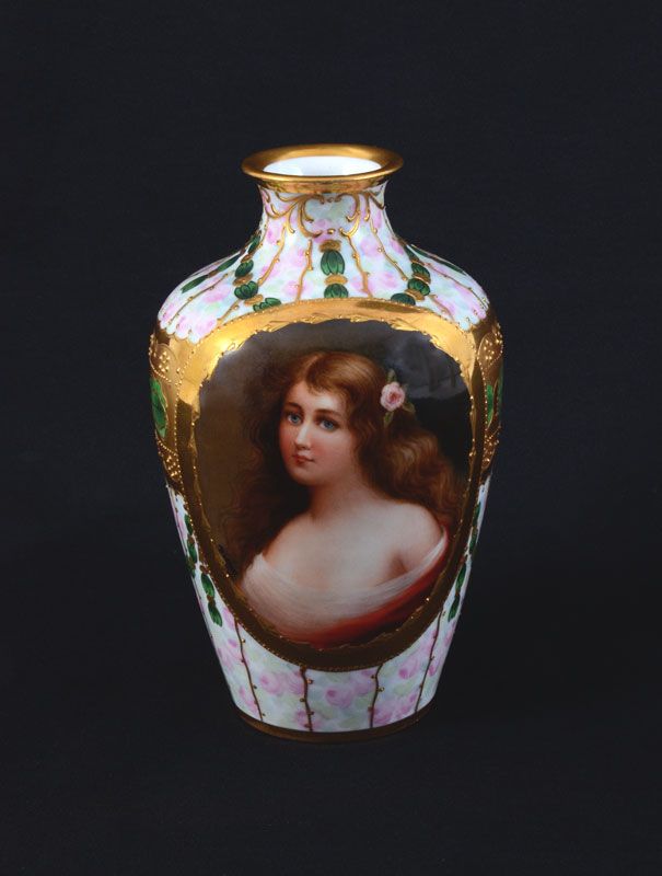 Appraisal: WAGNER SIGNED ROYAL VIENNA PORTRAIT VASE Titled ''Lydia'' on base