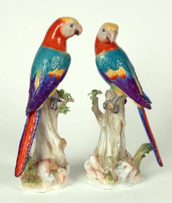 Appraisal: A PAIR OF MEISSEN PORCELAIN PARROTS th century realistically modelled