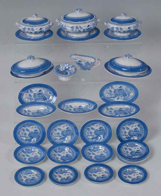 Appraisal: TH C COPELAND CHILD'S BLUE WILLOW CHINA pieces to include