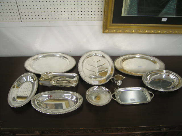 Appraisal: Estate Silverplate Lot trays bread trays compote bowl flatware more