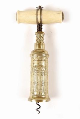 Appraisal: A Thomason Gothic barrel corkscrew with a shaped bone handle