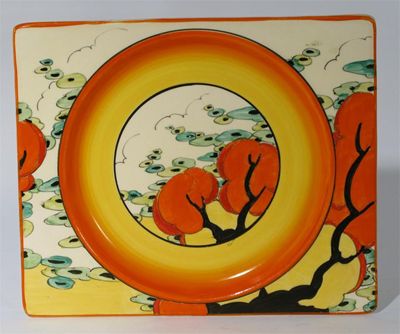 Appraisal: Orange Erin' a Clarice Cliff Bizarre Biarritz plate painted in