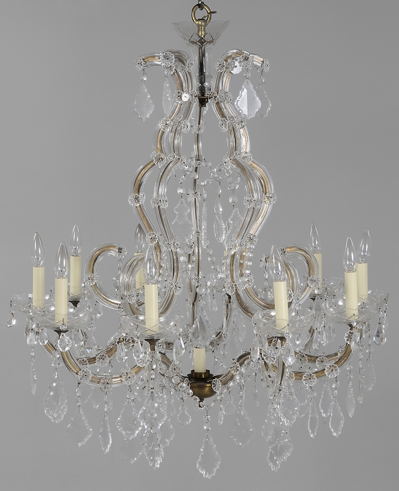 Appraisal: Venetian Style Ten-Light Chandelier late th century glass-clad iron frame