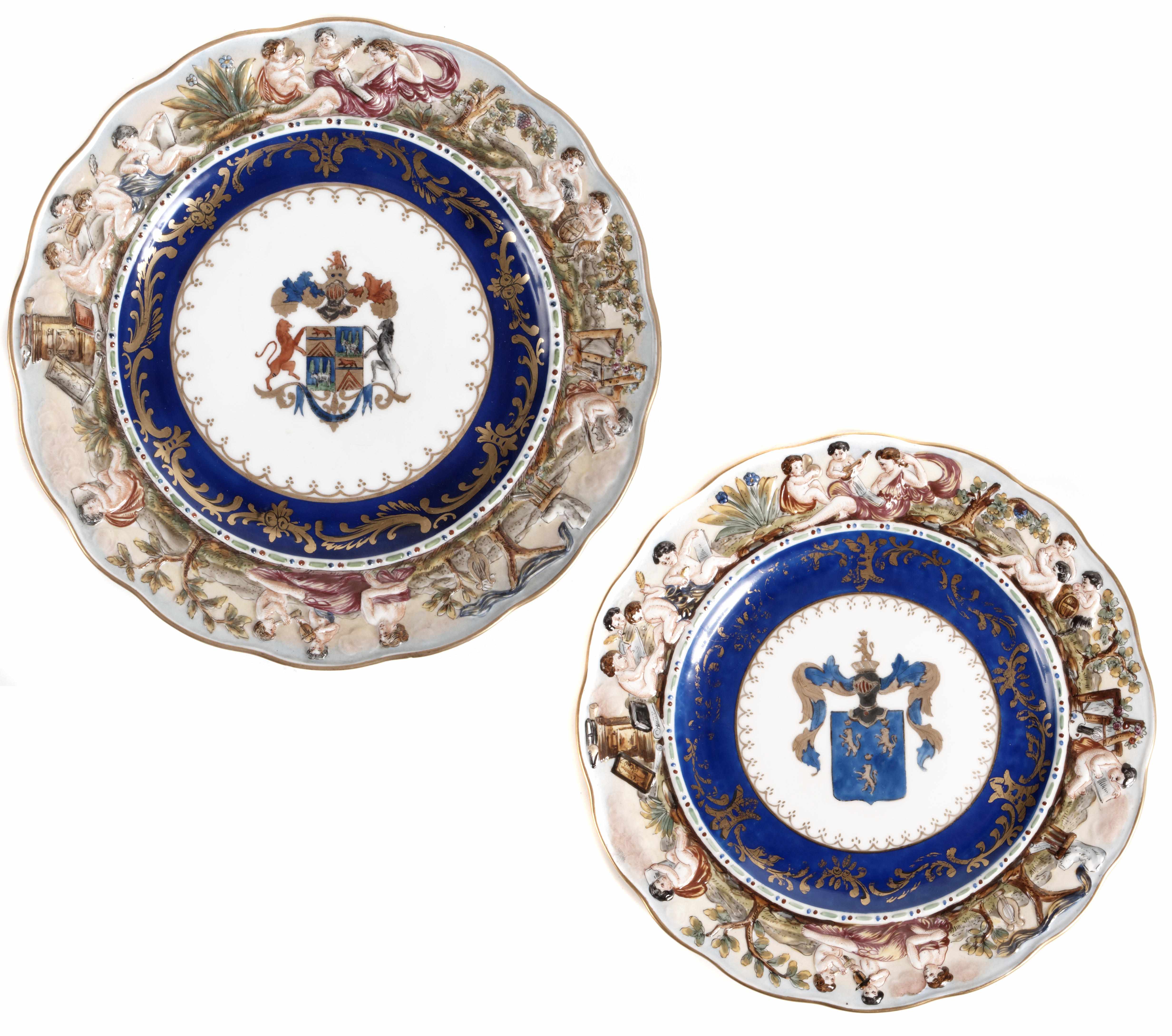 Appraisal: A set of twelve Capodimonte armorial decorated plates diameter in