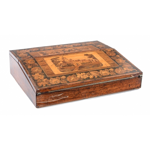 Appraisal: A Victorian Tunbridge ware slope front writing box decorated with