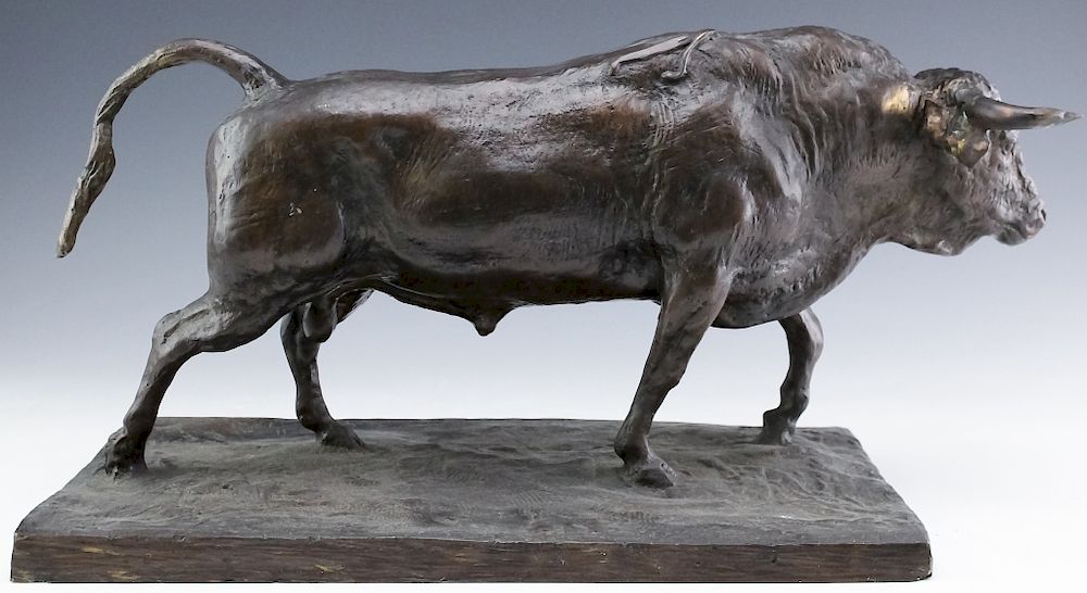 Appraisal: Mariano Benlliure Gil Spain Bull Bronze Sculpture After Mariano Benlliure