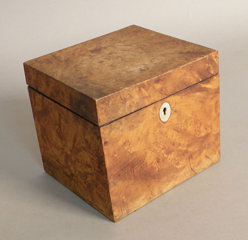 Appraisal: Burled tea caddy early th c h w