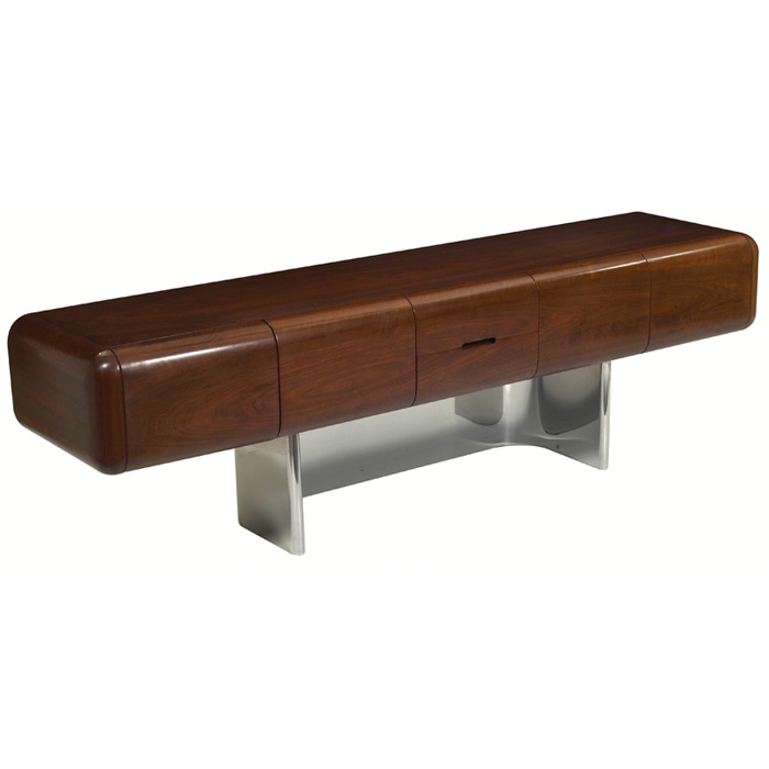 Appraisal: Stow Davis credenza USA s U-shaped stainless steel base supports