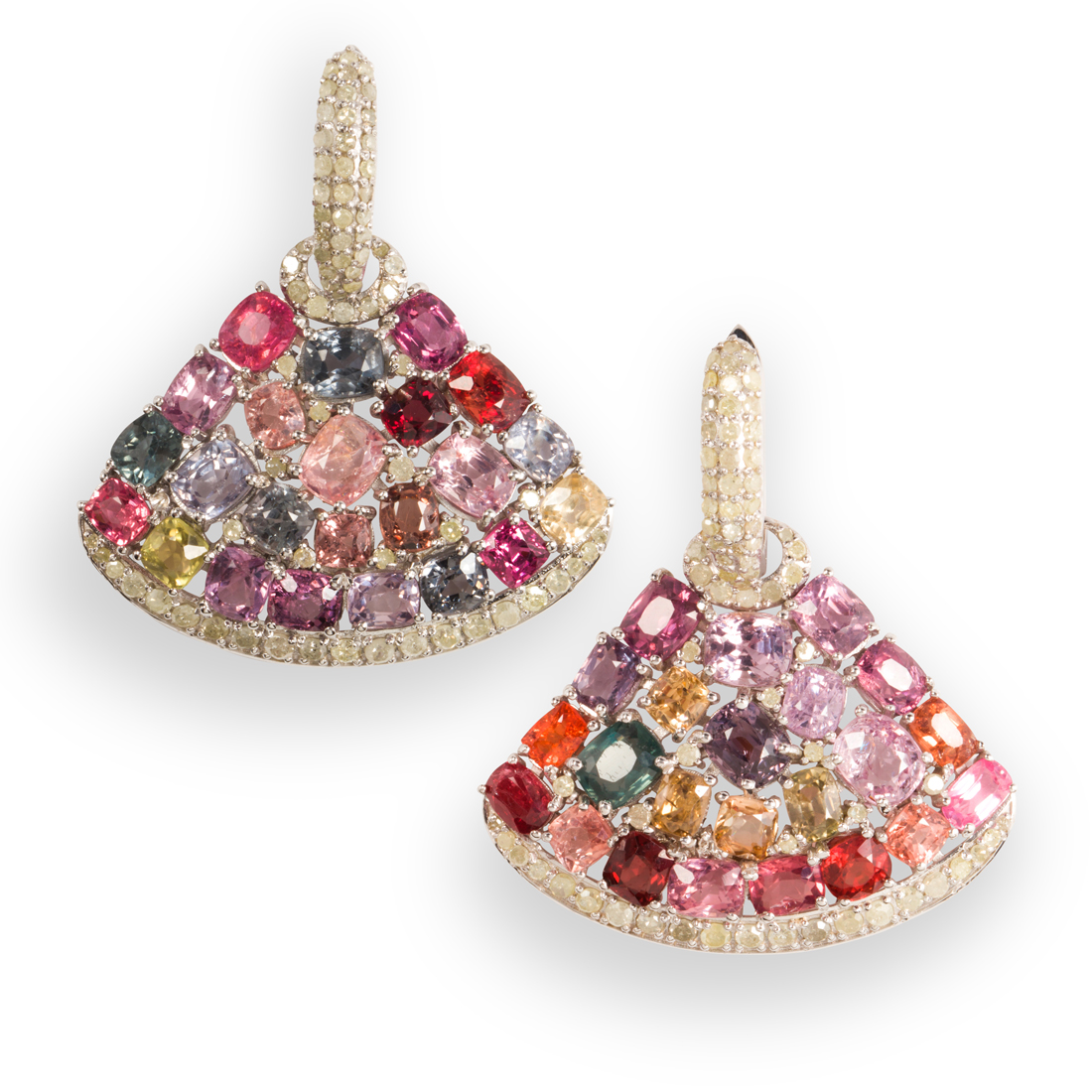 Appraisal: A PAIR OF SPINEL AND DIAMOND EARRINGS A pair of