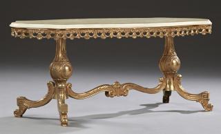 Appraisal: French Louis XV Style Brass Marble Top Coffee Tabl French