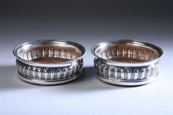 Appraisal: PAIR STERLING SILVER WINE COASTERS late th - early th