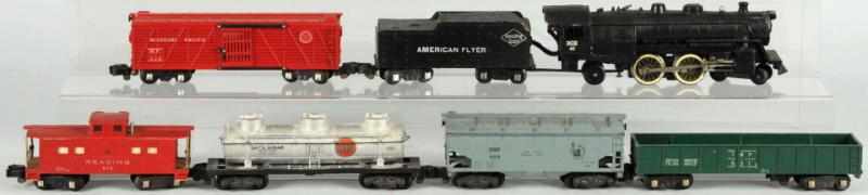 Appraisal: American Flyer S-Gauge Freight Train Set American Includes no steam