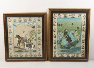 Appraisal: COMPANION PAIR DECORATIVE WATERCOLORS COMPANION PAIR OF DECORATIVE HAND COLORED