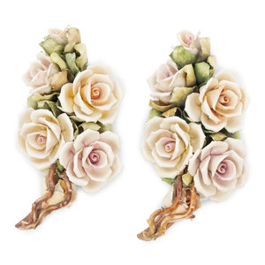 Appraisal: A Pair of Capodimonte Porcelain Roses th Century each inscribed