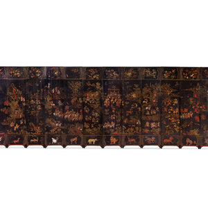 Appraisal: A Chinese Lacquer Twelve-Panel Screen th Century Height x width