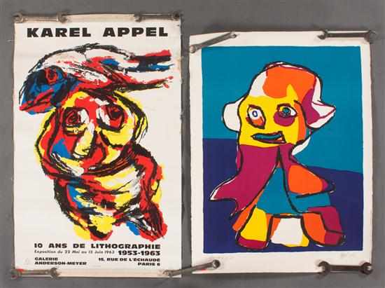 Appraisal: Karel Appel Dutch - Two unframed lithographic works with promotional