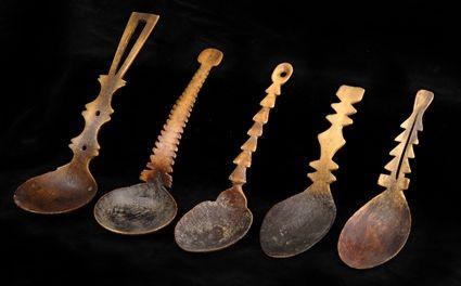 Appraisal: FIVE CALIFORNIA HORN SPOONS to in